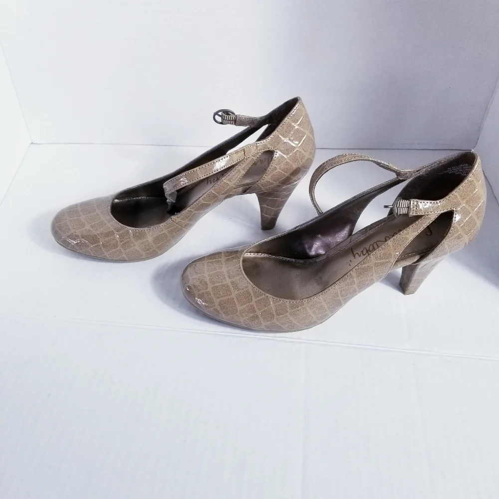 SAM & LIBBY TEXTURED HIGH HEEL TAN SHOE SIZE 6